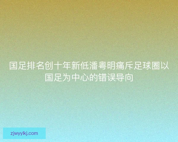 国足排名创十年新低潘粤明痛斥足球圈以国足为中心的错误导向