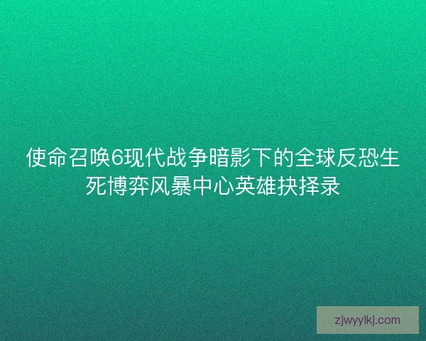 使命召唤6现代战争暗影下的全球反恐生死博弈风暴中心英雄抉择录