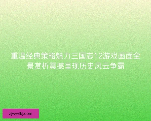 重温经典策略魅力三国志12游戏画面全景赏析震撼呈现历史风云争霸