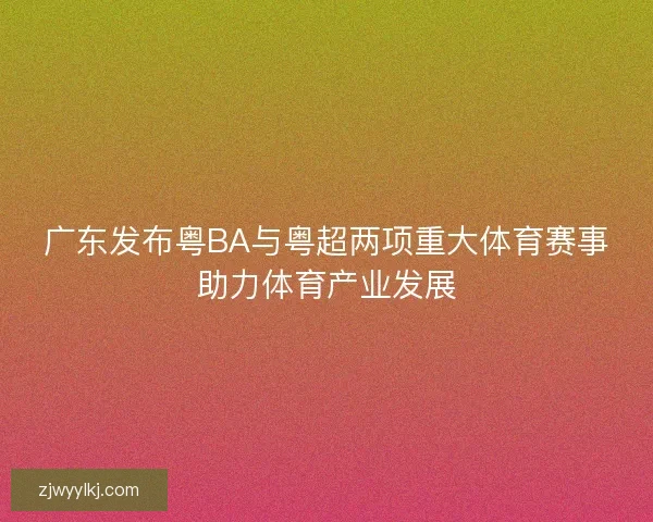 广东发布粤BA与粤超两项重大体育赛事助力体育产业发展