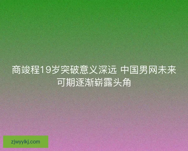 商竣程19岁突破意义深远 中国男网未来可期逐渐崭露头角