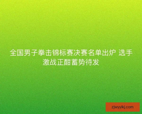 全国男子拳击锦标赛决赛名单出炉 选手激战正酣蓄势待发 全国男子拳击锦标赛决赛名单出炉 选手激战正酣蓄势待发